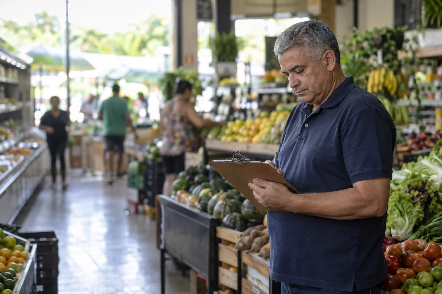 Supermercadista amazonense em sua loja
